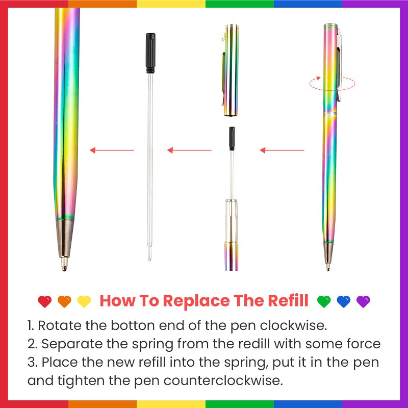 RONRONS 6 Pack Rainbow Slim Retractable Ballpoint Pen Black Ink Metal Pen Office School Supplies - Image 5